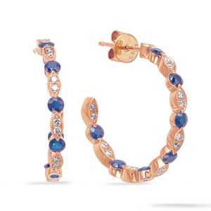 Rose Gold Diamond & Sapphire Earring