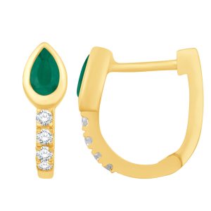 Yellow Gold Emerald & Diamond Earring
