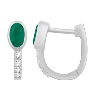 White Gold Diamond & Emerald Earring