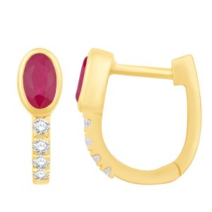 Yellow Gold Diamond & Ruby Earring