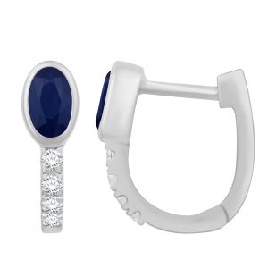 White Gold Diamond & Sapphire Earring