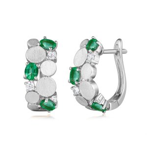 White Gold Diam & Emerald Earrings