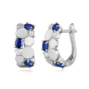 White Gold Diamond & Sapphire Earring