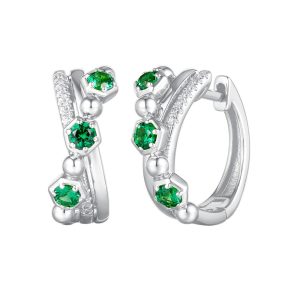 White Gold Emerald & Diamond Earring