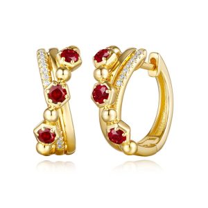 Yellow Gold Diamond & Ruby Earring
