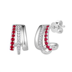 White Gold Diamond & Ruby Earring
