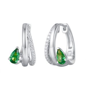 White Gold Emerald & Diamond Earring