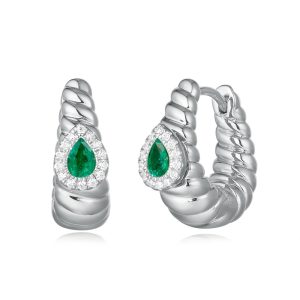 White Gold Diamond & Emerald Earring