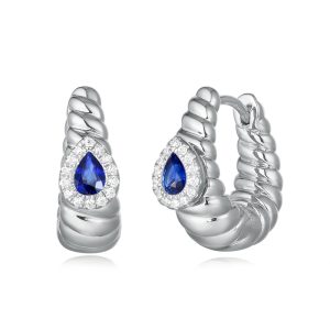 White Gold Diamond & Sapphire Earring
