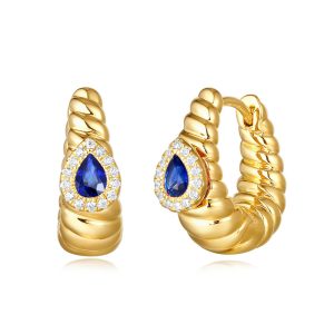 Yellow Gold Diamond & Sapphire Earring
