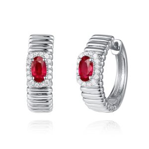White Gold Diamond & Ruby Earring