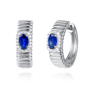White Gold Diamond & Sapphire  Earring