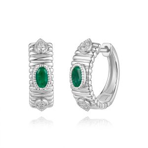 White Gold Diamond & Emerald Earring