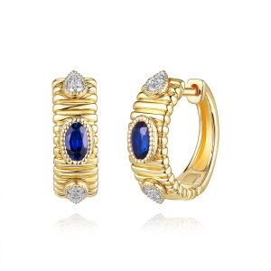Yellow Gold Diamond & Sapphire Earring