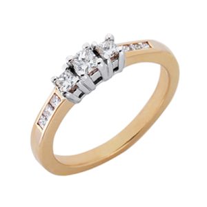 Yellow & White Gold Three Stone Ring