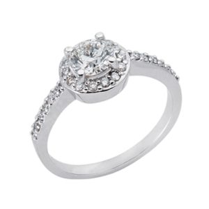 White Gold Halo Engagement Ring