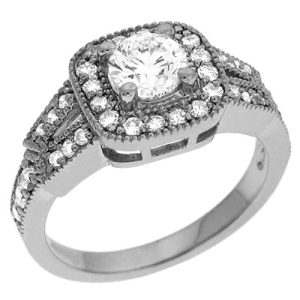 White Gold Halo Engagement Ring