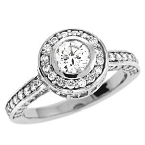 White Gold Halo Engagement Ring