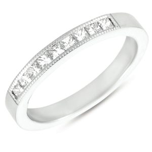 White Gold Millgrain Band