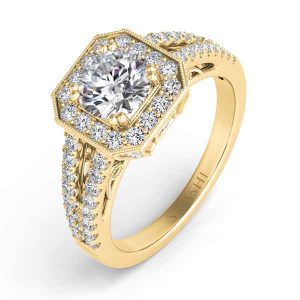Yellow Gold Halo Engagement Ring