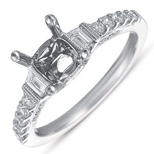 White Gold Pave Engagement Ring