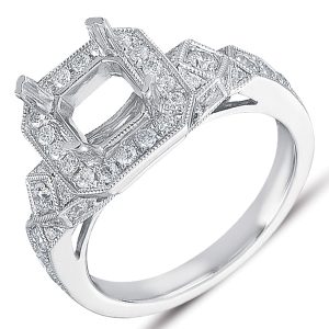 White Gold Pave Engagement Ring