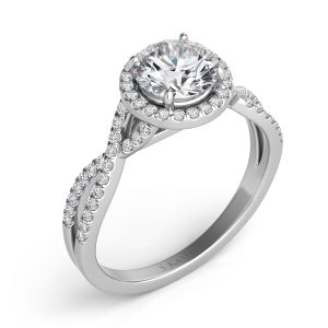 White Gold Halo Engagement Ring White Gold Halo Engagement Ring