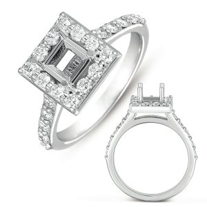 White Gold Halo Ring 4.5mm Center