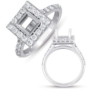 White Gold Halo Ring 6.0mm Center