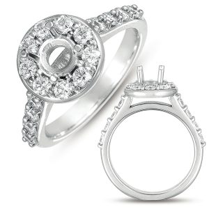 White Gold Halo Ring 1/2 Round Head