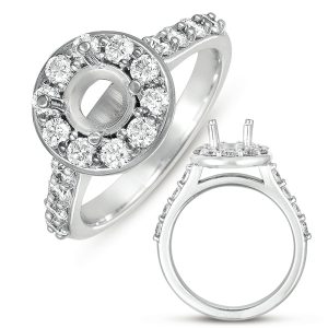 White Gold Halo Ring 3/4 Round Head