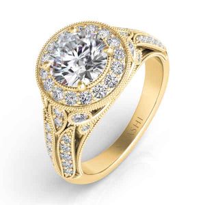Yellow Gold Halo Engagement Ring