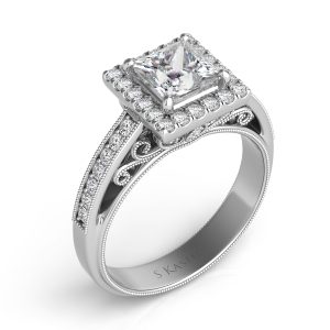White Gold Pave Halo Ring
