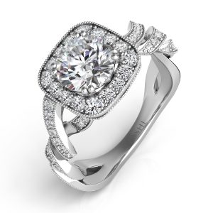 White Gold Pave Halo Ring White Gold Pave Halo Ring
