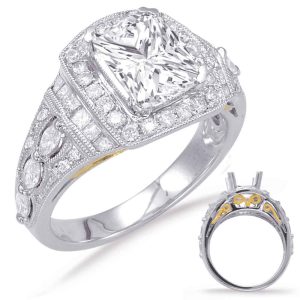 Yellow & White Gold Halo Engagement Ring Yellow & White Gold Halo Engagement Ring