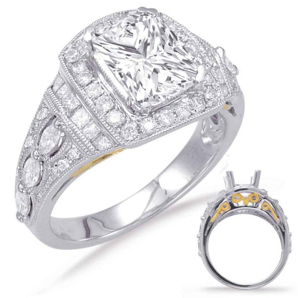 Yellow & White Gold Halo Engagement Ring