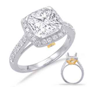 Yellow & White Gold Halo Engagement Ring Yellow & White Gold Halo Engagement Ring