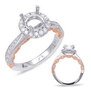 Rose & White Gold Halo Engagement Ring Rose & White Gold Halo Engagement Ring