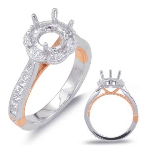 Rose & White Gold Halo Engagement Ring Rose & White Gold Halo Engagement Ring