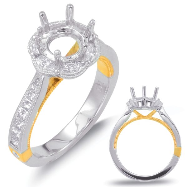 Yellow & White Gold Halo Engagement Ring