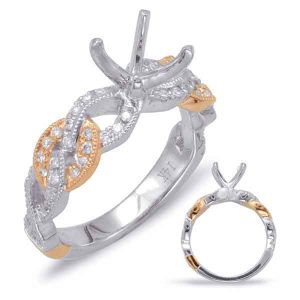 White & Rose Gold Halo Engagement Ring