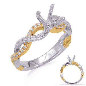 White & Yellow Gold Halo Engagement Ring