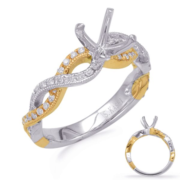 White & Yellow Gold Halo Engagement Ring