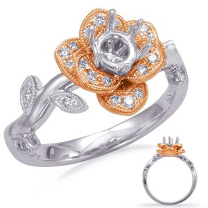 White & Rose Gold Halo Engagement Ring White & Rose Gold Halo Engagement Ring
