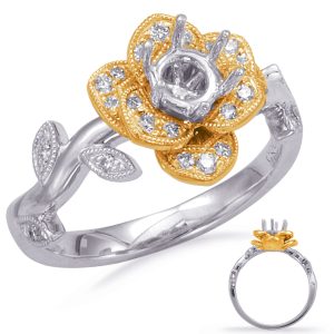 White & Yellow Gold Halo Engagement Ring White & Yellow Gold Halo Engagement Ring