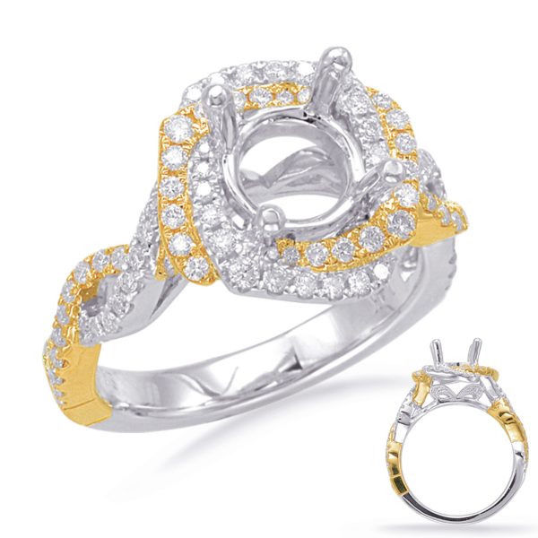 Yellow & White Gold Halo Engagement Ring