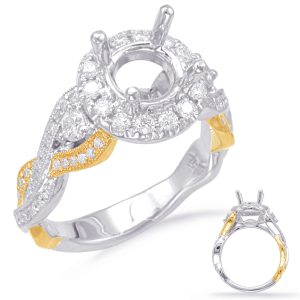 White & Yellow Gold Halo Engagement Ring