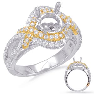 White & Yellow Gold Halo Engagement Ring