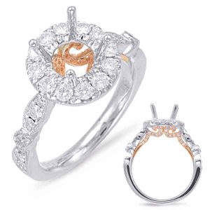 White & Rose Gold Halo Engagement Ring White & Rose Gold Halo Engagement Ring
