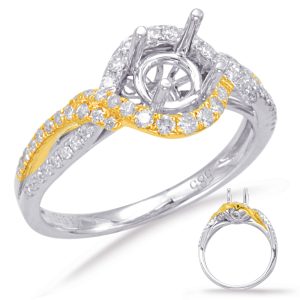 Yellow & White Gold Halo Engagement Ring